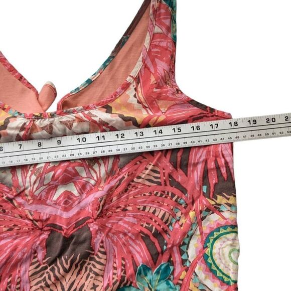 Sonoma Blouse Sleeveless back tie detail Tropical Print Medium Pink Red - Picture 7 of 10